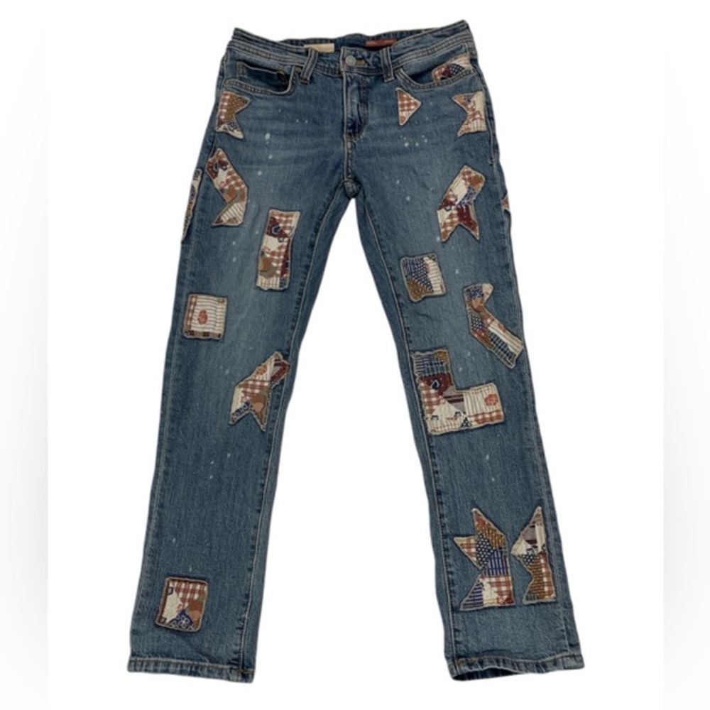 Anthropologie Boyfriend Jeans with Patchwork Stars - Blue